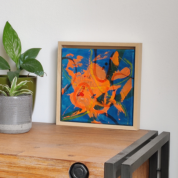 blue with a touch of orange