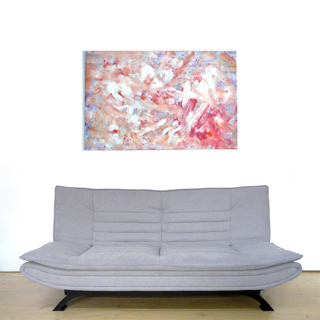 abstract rood schilderij boven de bank