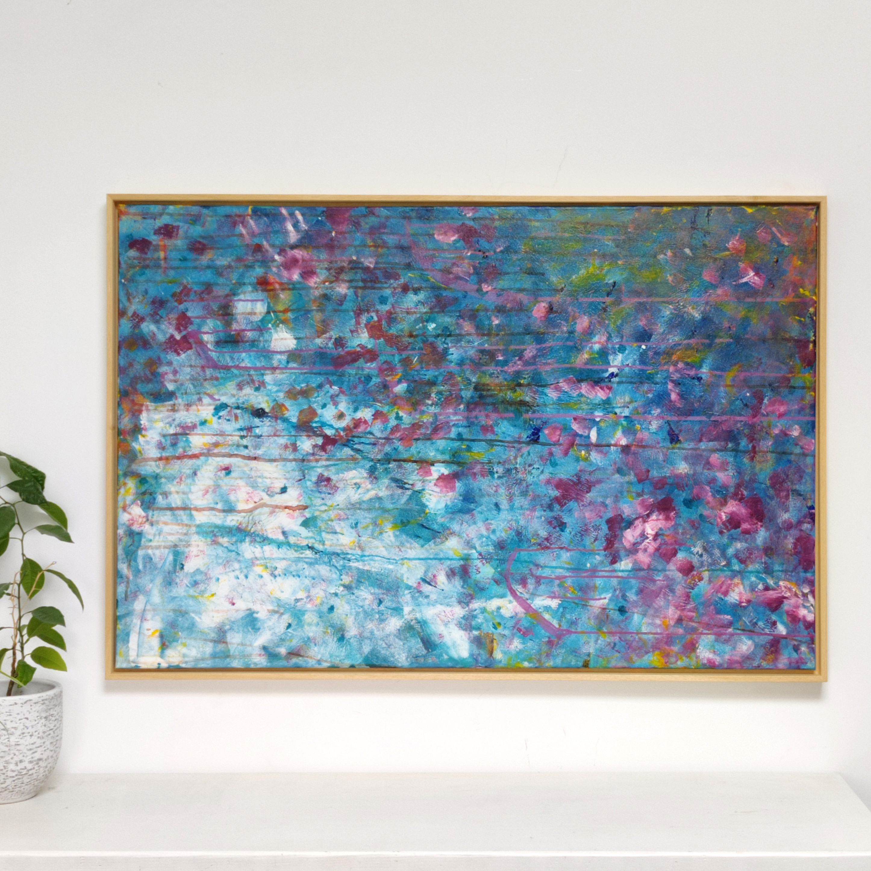 abstract schilderij lente roze